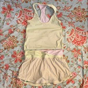 Lululemon tennis skirt set. Lime yellow/green 6